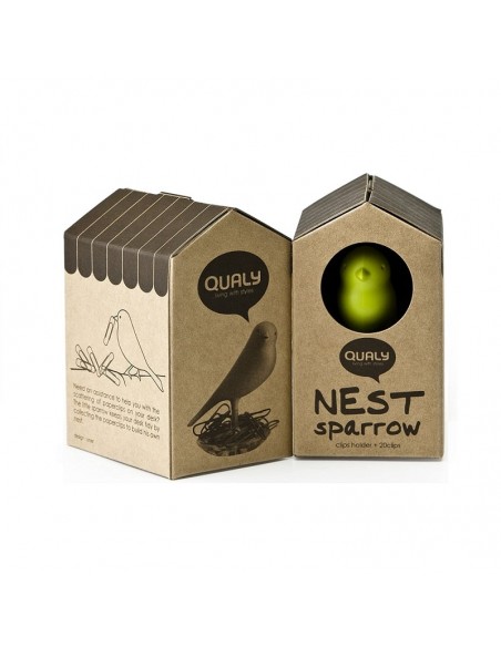 Porta graffette uccellino rosso da scrivania con graffette - NEST SPARROW by Qualy