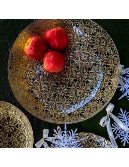 Centrotavola in vetro con decori oro diam 40 cm BEATRICE L by Rituali Domestici