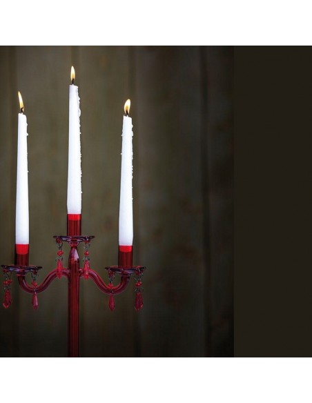 Candelabro a 3 bracci in vetro rosso con gocce h 35 cm - LUMINANDO by Rituali Domestici