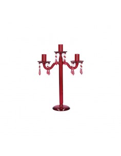 Candelabro a 3 bracci in vetro rosso con gocce h 35 cm - LUMINANDO by Rituali Domestici