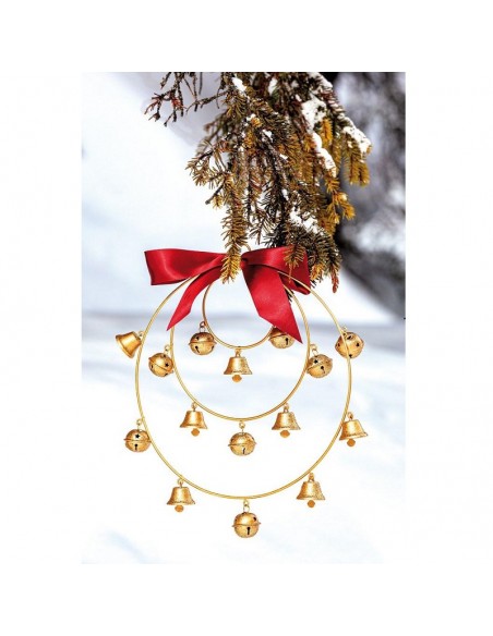 Decorazione da appendere 3 cerchi e sonagli diam. 28 cm - SUONETTO M by Rituali Domestici