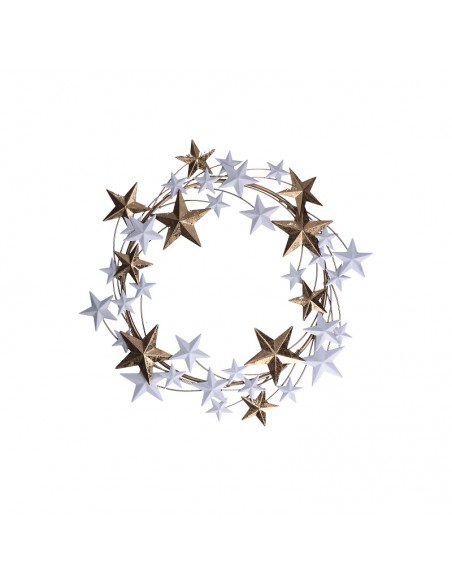 Ghirlanda di stelle in metallo colore oro/bianco diam 44 cm - STELLASTELLINA L by Rituali Domestici
