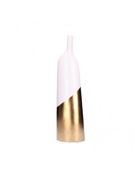 Bottiglia decorativa in ceramica bianca e oro h 51 cm - OBLIQUAMENTE by Rituali Domestici