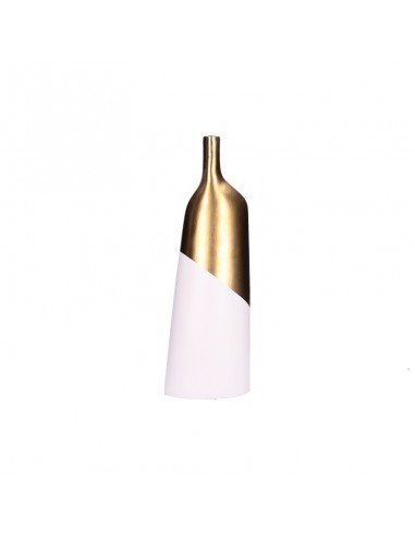 Bottiglia decorativa in ceramica bianca e oro h 41 - OBLIQUAMENTE by Rituali Domestici