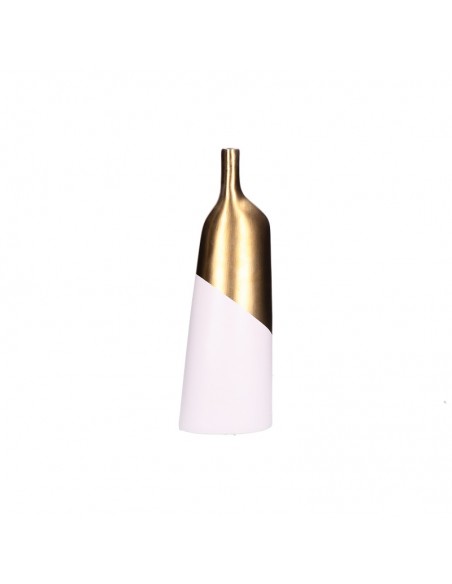 Bottiglia decorativa in ceramica bianca e oro h 41 - OBLIQUAMENTE by Rituali Domestici