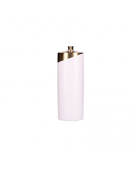 Fiaschetta decorativa in ceramica bianca e oro h 35 - OBLIQUAMENTE by Rituali Domestici
