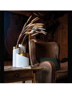 Fiaschetta decorativa in ceramica bianca e oro h 35 - OBLIQUAMENTE by Rituali Domestici 2
