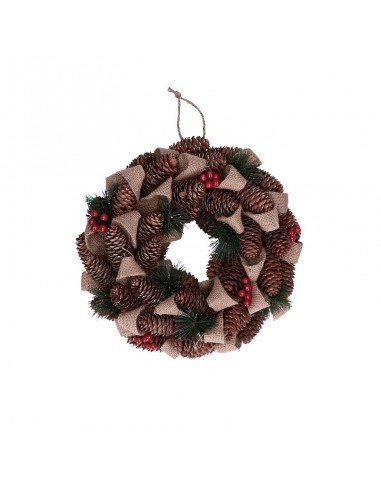 Ghirlanda pigne, juta, bacche con glitter cm 32 - CORCORO M by Rituali Domestici