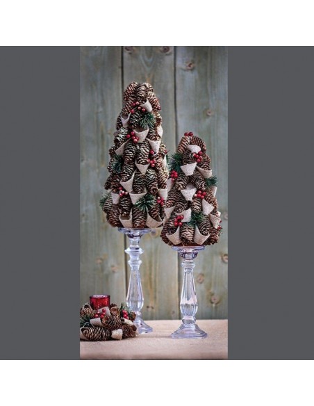 Albero di pigne e juta con glitter e bacche h 45 cm - CORCORO L by Rituali Domestici