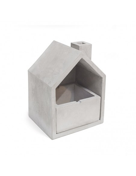 Posacenere casetta in cemento grigio h 16 cm - HOME by Balvi