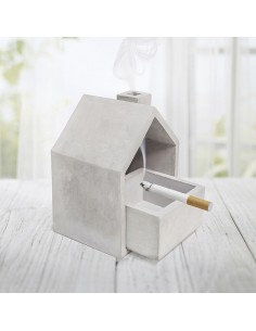 Posacenere casetta in cemento grigio h 16 cm - HOME by Balvi