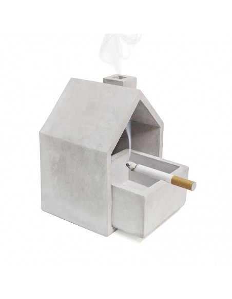 Posacenere casetta in cemento grigio h 16 cm - HOME by Balvi
