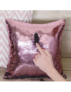 Cuscino sfoderabile paillet cambia colore nero/rosa cm 40 - MAGIC by Balvi