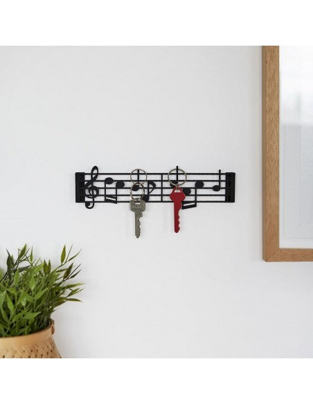 Portachiavi da parete in metallo colore nero - MUSIK by Balvi