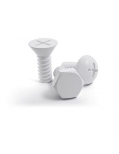 Set 3 ganci appendiabiti da parete a forma di viti colore bianco - SCREW COLLECTION by Qual