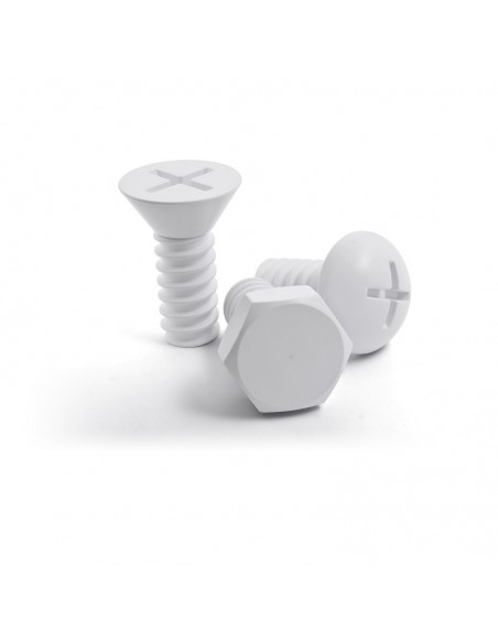 Set 3 ganci appendiabiti da parete a forma di viti colore bianco - SCREW COLLECTION by Qual