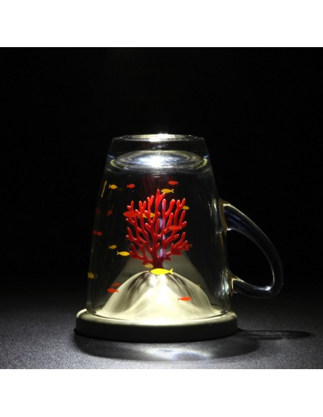 Mug in vetro con coperchio corallo rosso - CORAL MUG by Qualy