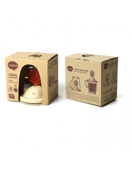 Mug in vetro con coperchio corallo rosso - CORAL MUG by Qualy