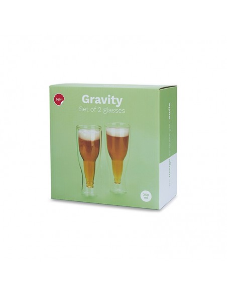 Set 2 bicchieri da birra doppio vetro 250 ml - GRAVITY by Balvi