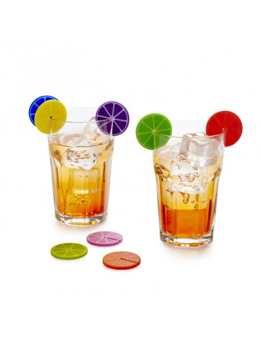 8 Segnabicchieri in silicone colori assortiti - FRUIT PARTY by Balvi