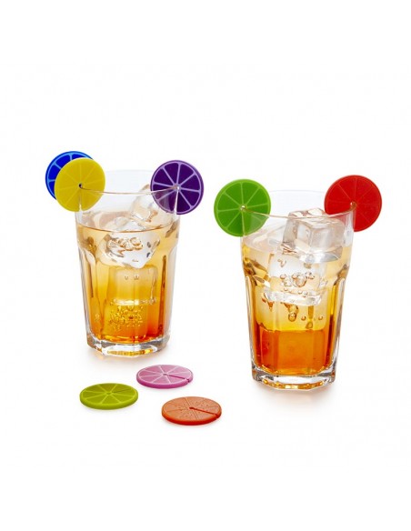8 Segnabicchieri in silicone colori assortiti - FRUIT PARTY by Balvi