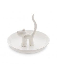 Porta anelli in ceramica con gatto colore bianco - GATTO XL by Balvi