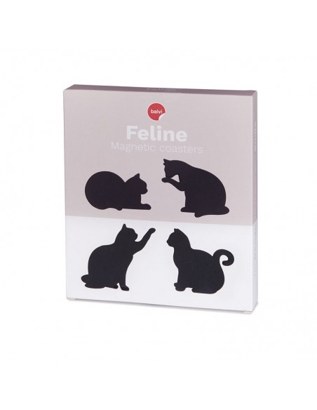 4 sottobicchieri a forma di sagoma di gatto silicone magnetico - FELINE by Balvi