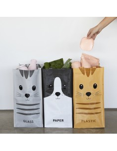 Set 3 borse raccolta differenziata stampa gatti h. 43 cm - MEOW by Balvi 2