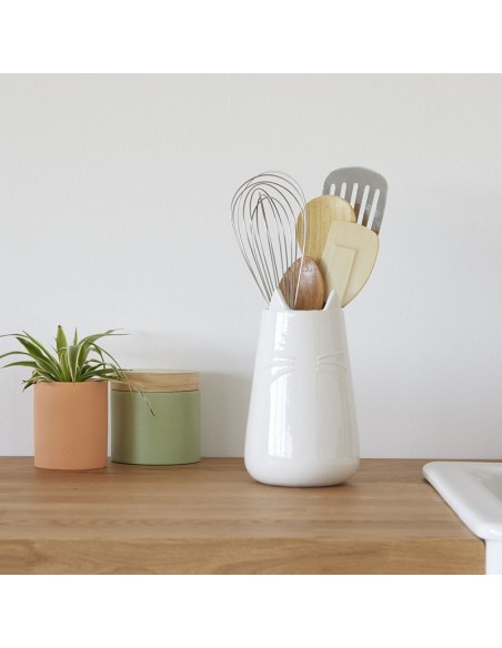 Barattolo vaso multiuso a forma di gatto ceramica h 20,5 - MEOW by Balvi