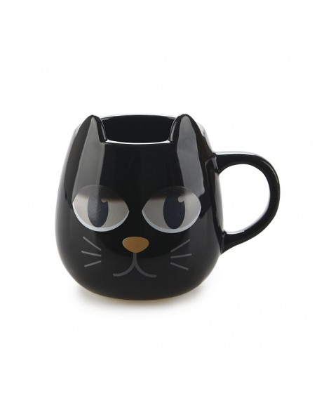 Mug ceramica termosensibile a forma di gatto apre chiude occhi - WAKE CAT NERO by Balvi