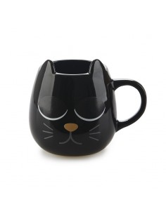 Mug ceramica termosensibile a forma di gatto apre chiude occhi - WAKE CAT NERO by Balvi