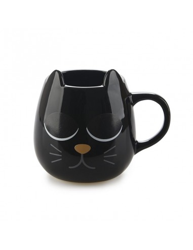 Mug ceramica termosensibile a forma di gatto apre chiude occhi - WAKE CAT NERO by Balvi
