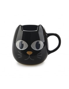 Mug ceramica termosensibile a forma di gatto apre chiude occhi - WAKE CAT NERO by Balvi 2