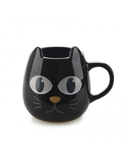 Mug ceramica termosensibile a forma di gatto apre chiude occhi - WAKE CAT NERO by Balvi