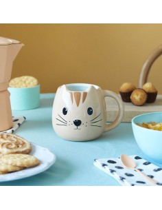 Mug a forma di gatto colore arancione 400 ml - KITTY by Balvi