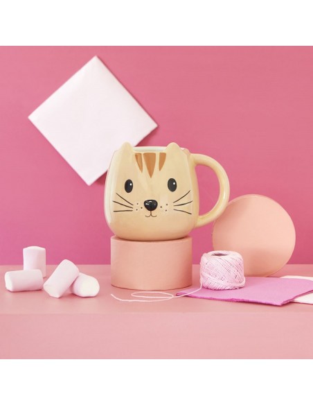 Mug a forma di gatto colore arancione 400 ml - KITTY by Balvi