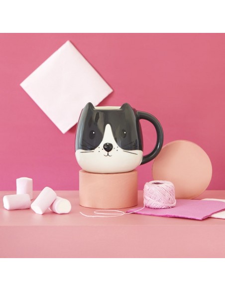 Mug a forma di gatto bianco/nero in ceramica 400 ml - KITTY by Balvi