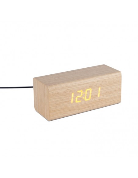Sveglia digitale in legno quercia con cavo usb - TIMBER by Balvi
