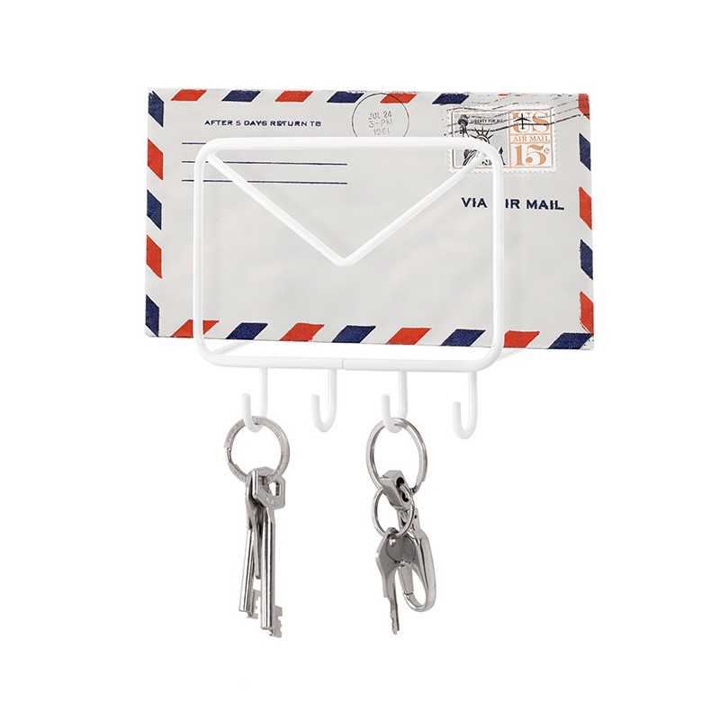 Portaposta e portachiavi metallo colore bianco - MAIL by Balvi