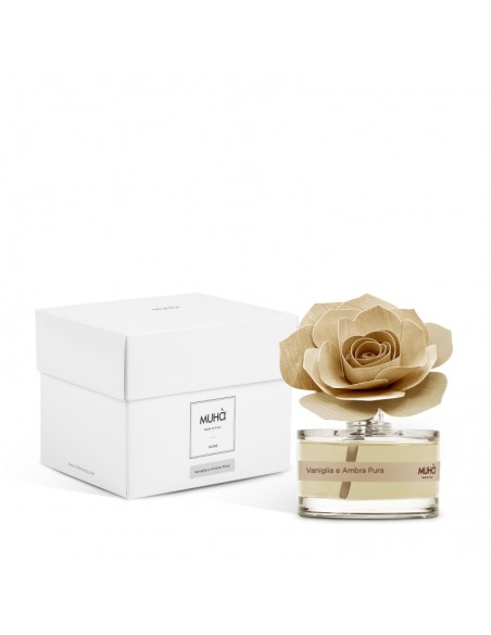 Profumatore di ambienti con rosa natural 50 ml Vaniglia e Ambra pura - ROSE by Muhà