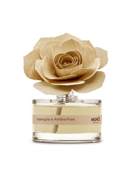 Profumatore di ambienti con rosa natural 50 ml Vaniglia e Ambra pura - ROSE by Muhà