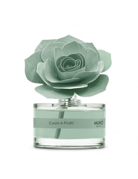 Profumatore di ambienti con rosa verde 50 ml Cuoio e Frutti - ROSE by Muhà