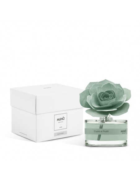 Profumatore di ambienti con rosa verde 50 ml Cuoio e Frutti - ROSE by Muhà
