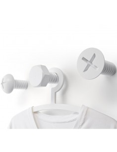 Set 3 ganci appendiabiti da parete a forma di viti colore bianco - SCREW COLLECTION by Qual 2