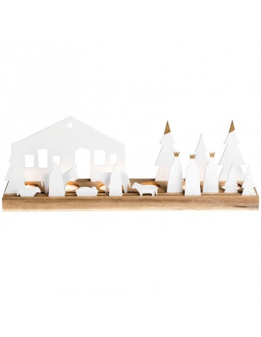 RADER Presepe stilizzato in legno e porcellana porta t-light cm 45