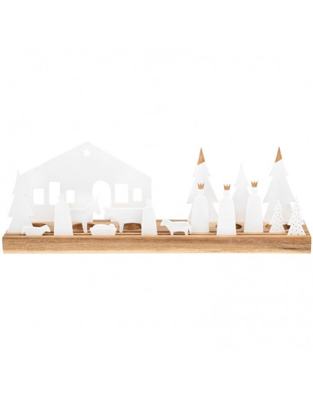 RADER Presepe stilizzato in legno e porcellana porta t-light cm 45