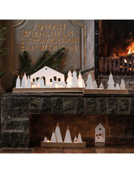 RADER Presepe stilizzato in legno e porcellana porta t-light cm 45