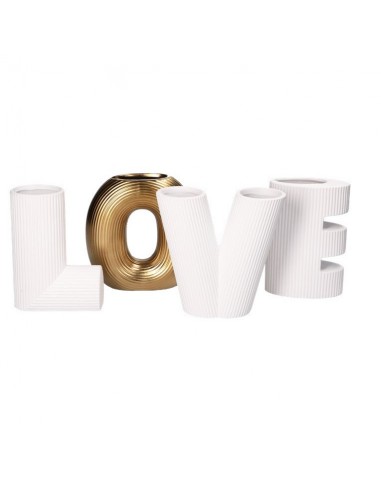RITUALI DOMESTICI Set 4 vasi decorativi in ceramica h 15 cm LOVE