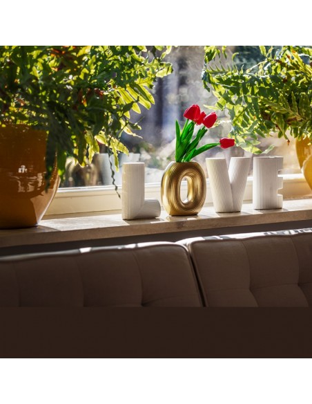 RITUALI DOMESTICI Set 4 vasi decorativi in ceramica h 15 cm LOVE