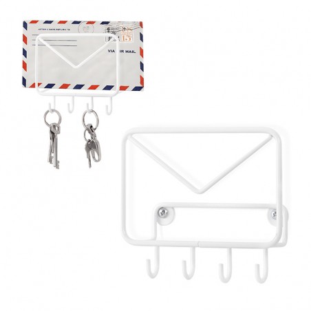 Portaposta e portachiavi metallo colore bianco - MAIL by Balvi